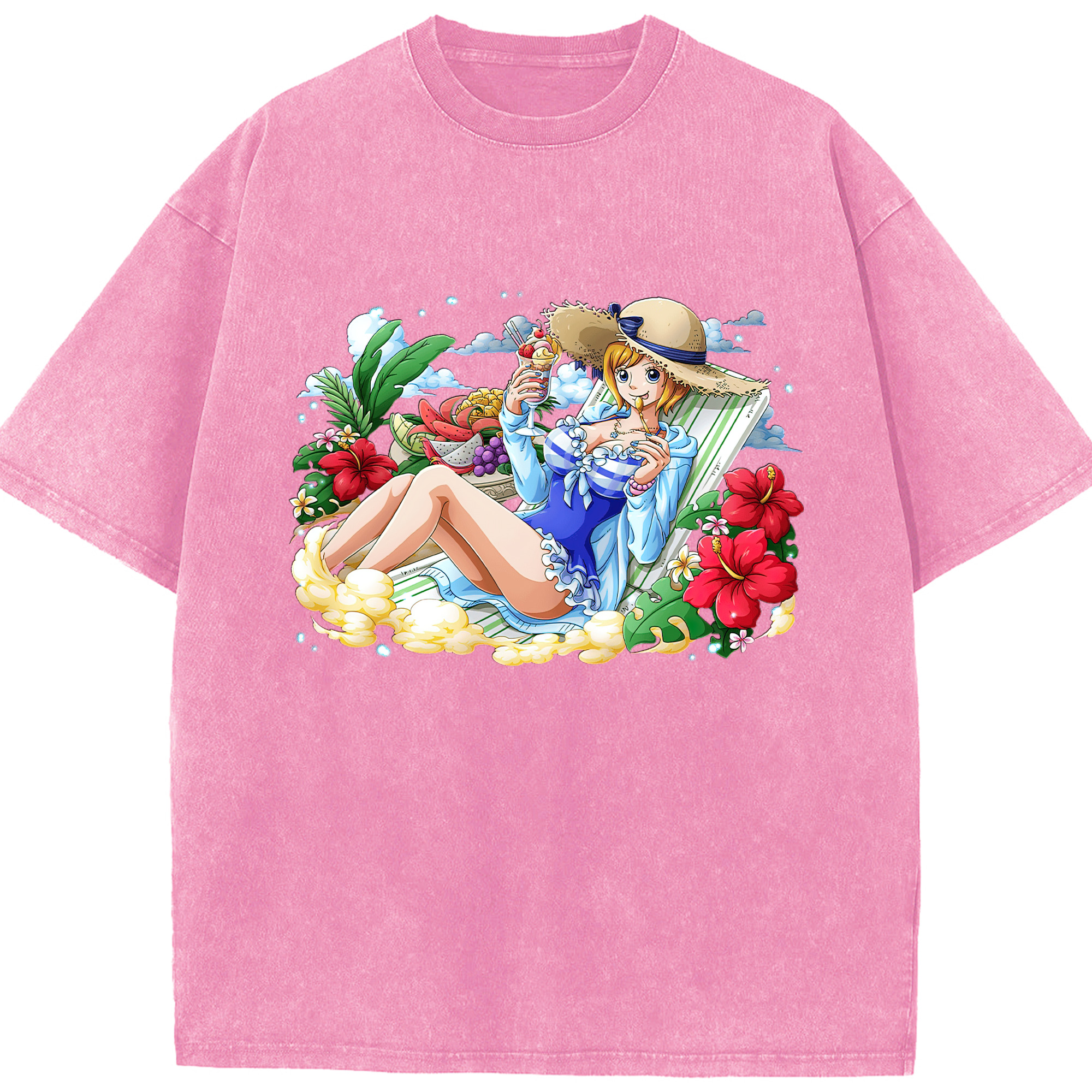 ワンピース ナミ ONE PIECE Nami 綿100% ヴィンテージ風 半袖Tシャツ（フロントプリント）